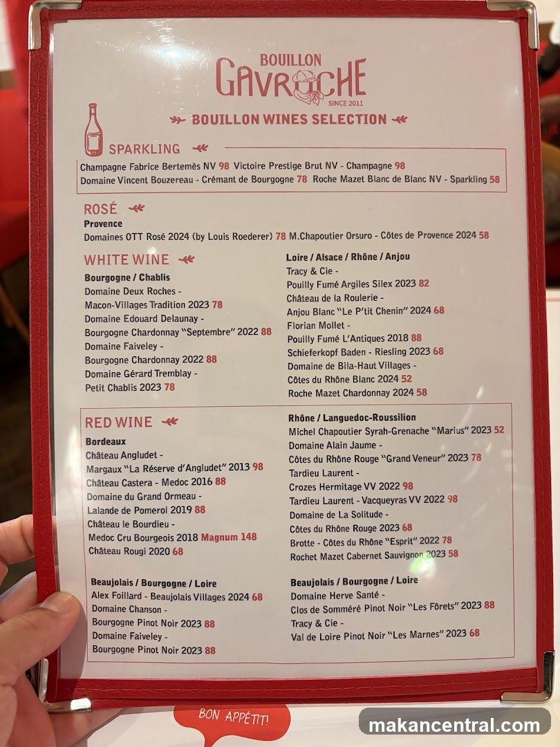 BOUILLON GAVROCHE WINES SELECTION