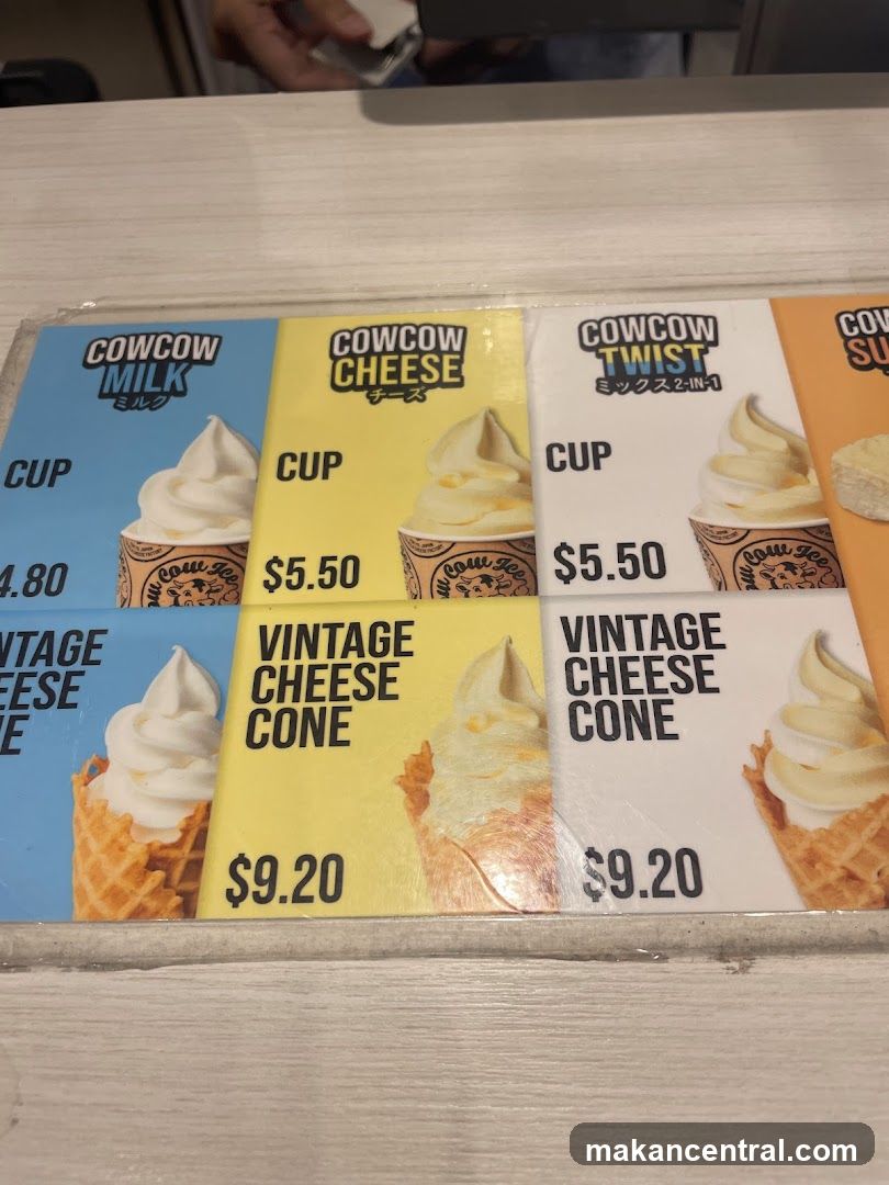 CowCow Ice Cream Menu