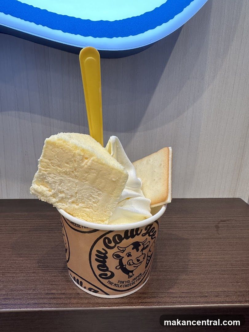 Ice cream with cake and cookie