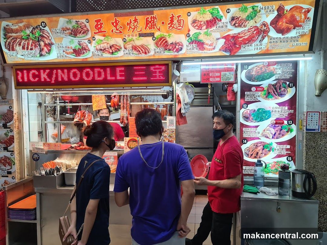 Food Stall with Roasted Meats and Noodles