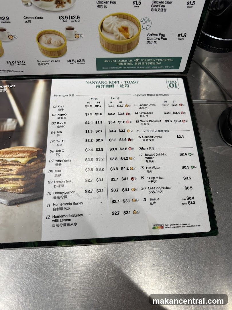 NANYANG KOPI TOAST Menu