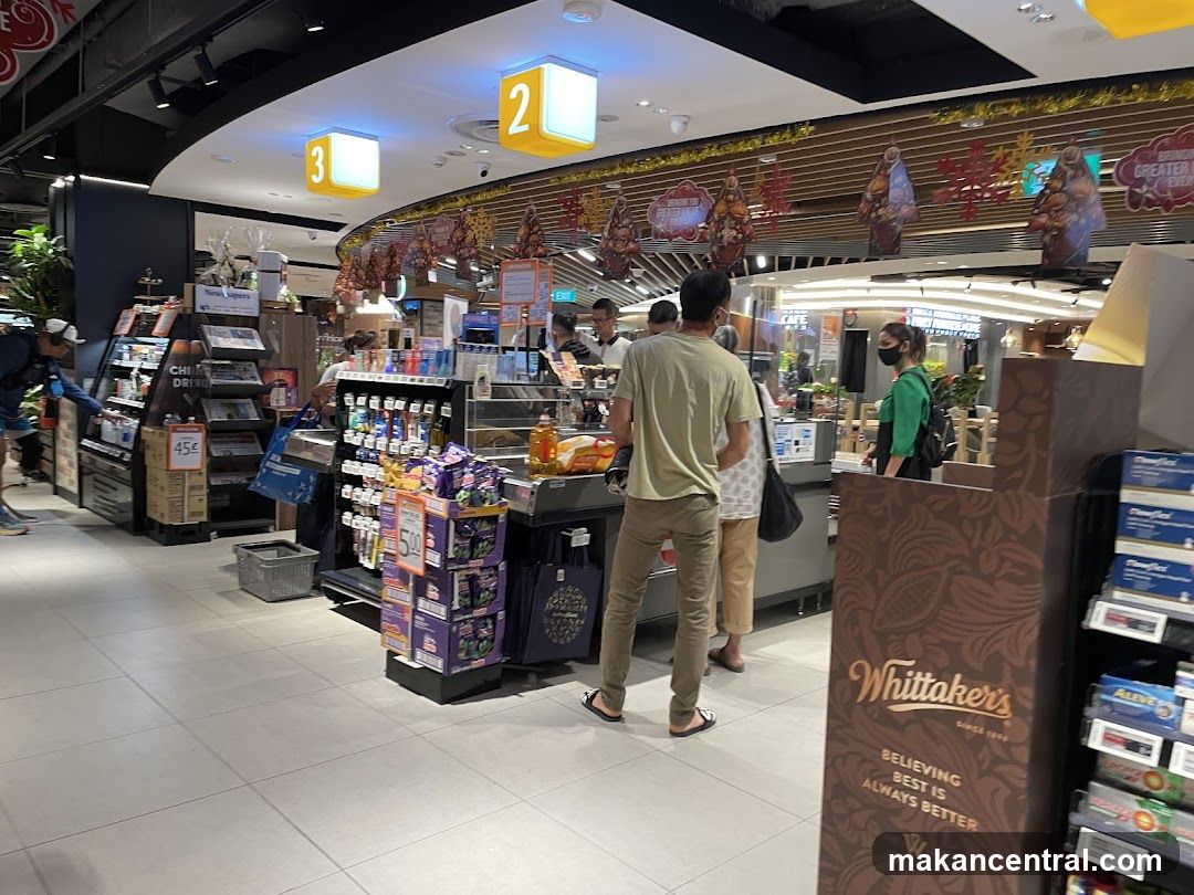 Supermarket aisle with shoppers