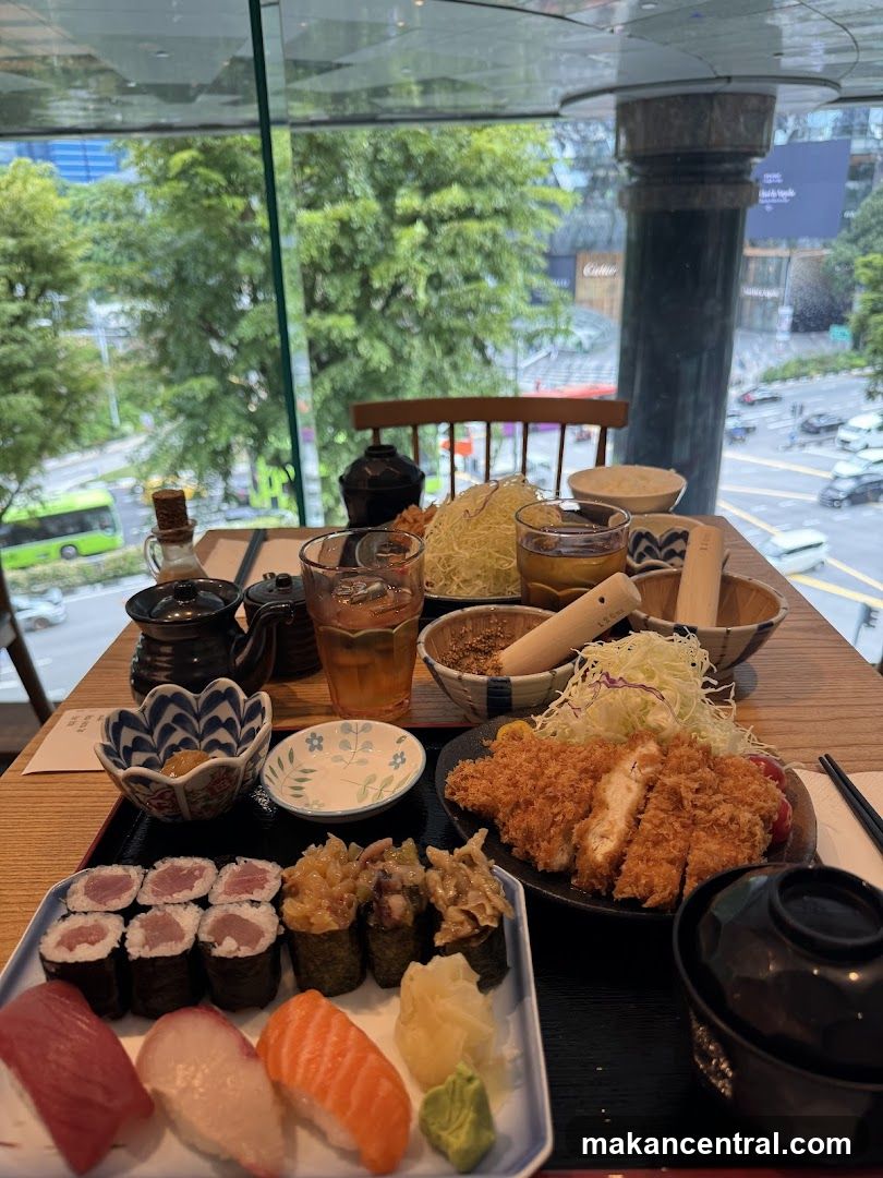 Japanese Meal with Sushi and Tonkatsu