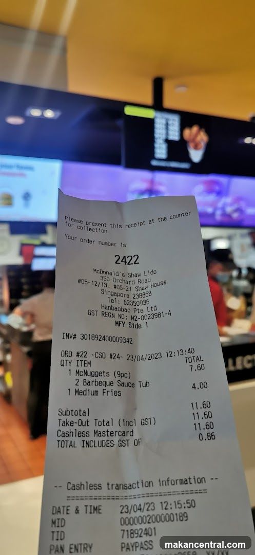 McDonald's Receipt