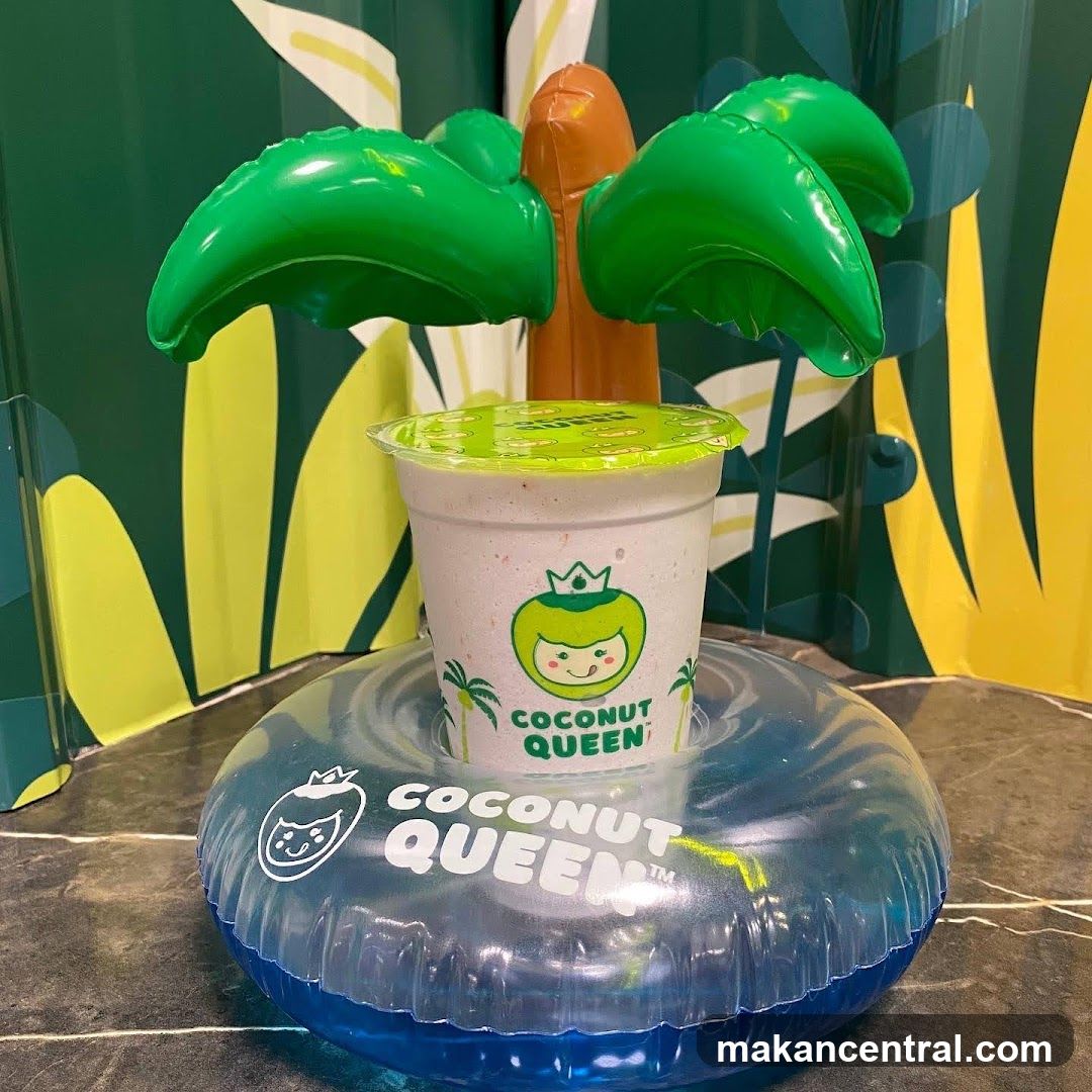 Coconut Drink with Palm Tree Decoration
