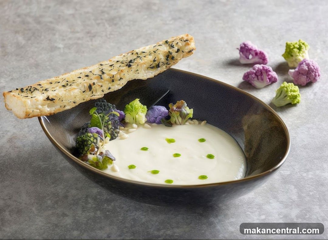 Creamy Soup with Cauliflower and Breadstick