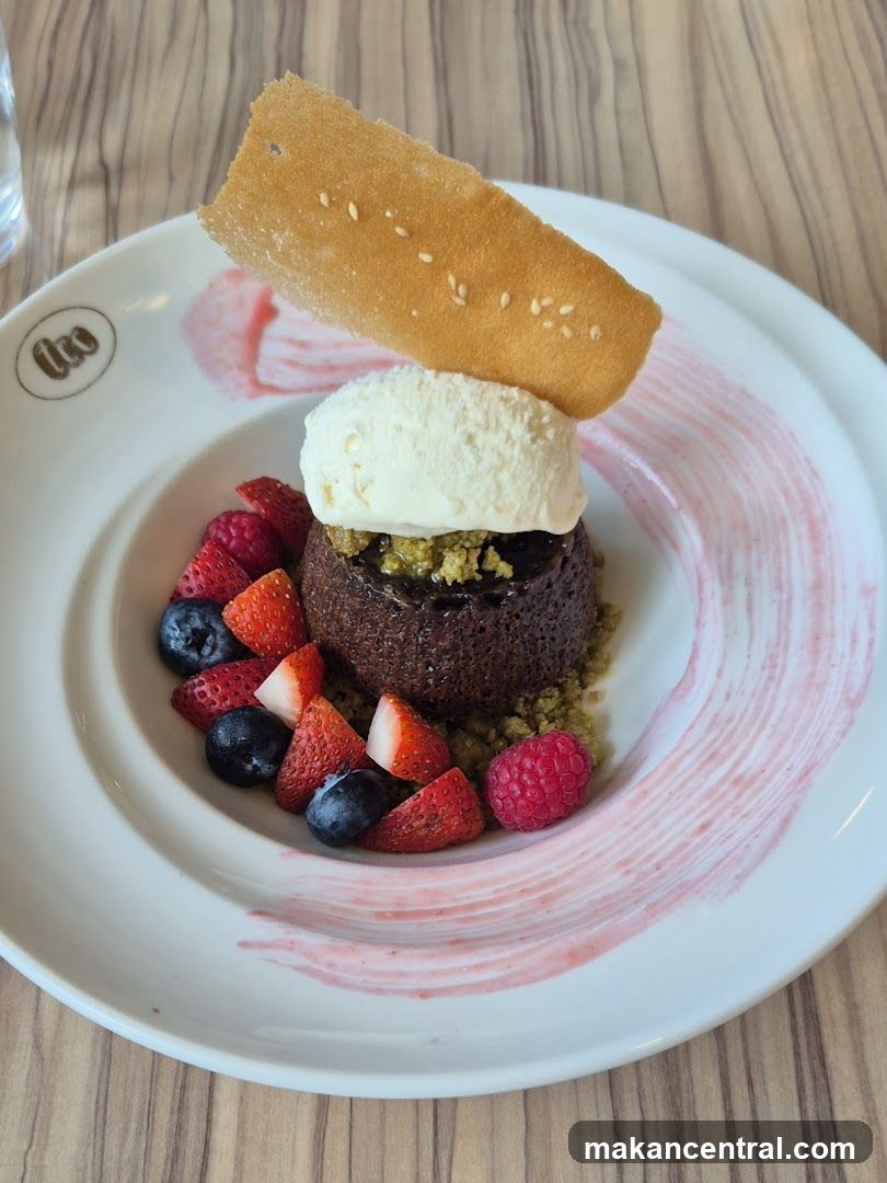 Chocolate Lava Cake with Berries and Ice Cream