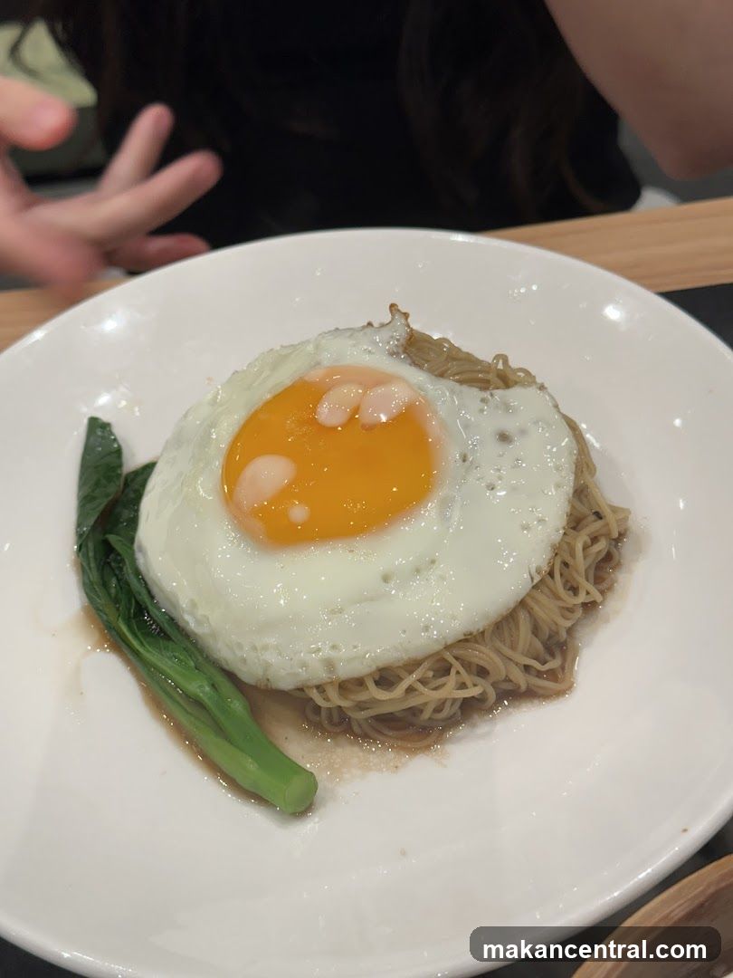 Noodles with Fried Egg and Greens