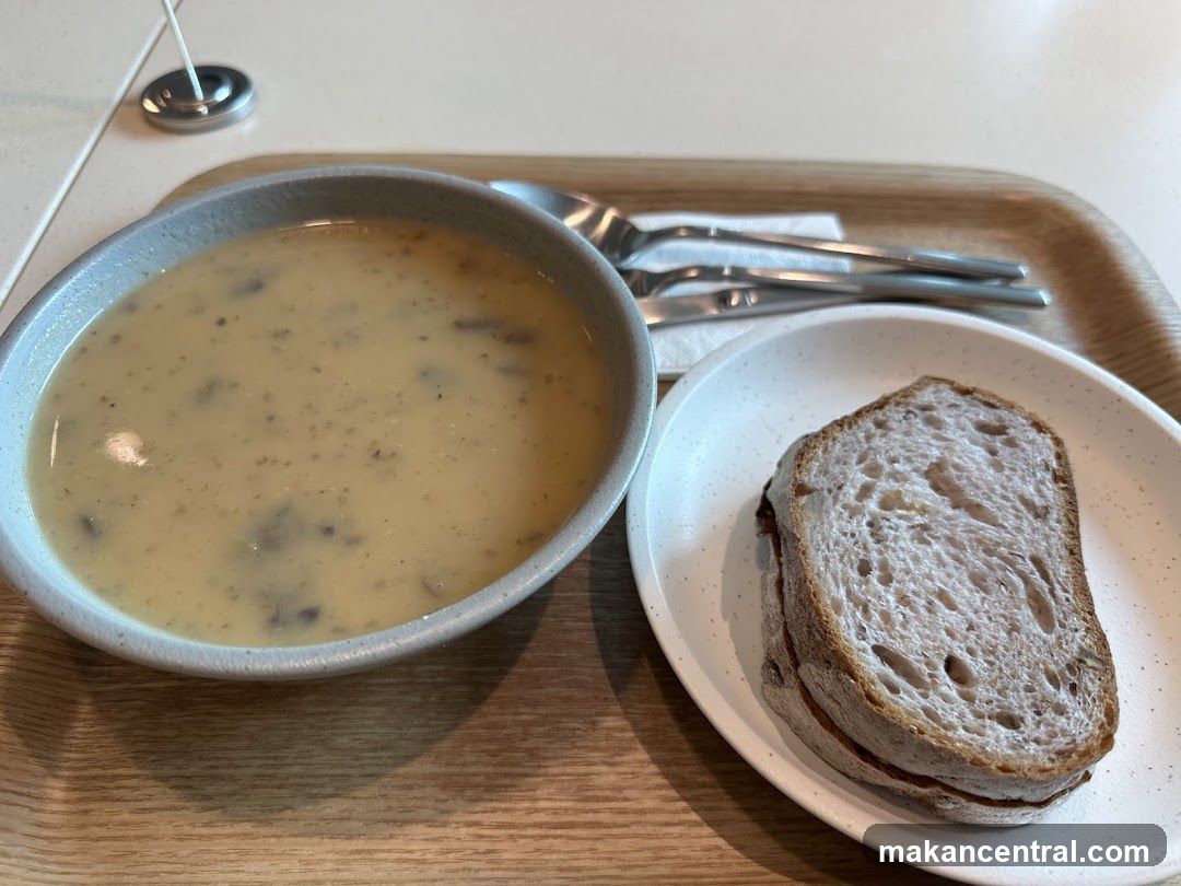 Mushroom Soup and Sandwich