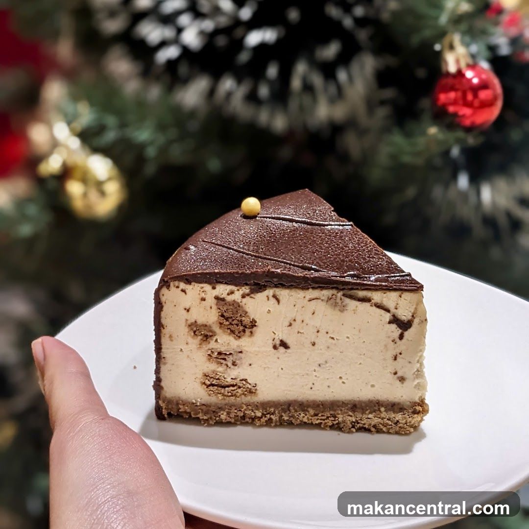 Slice of Cheesecake with Chocolate Ganache