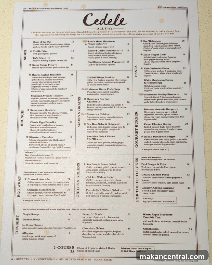 Cedele Menu