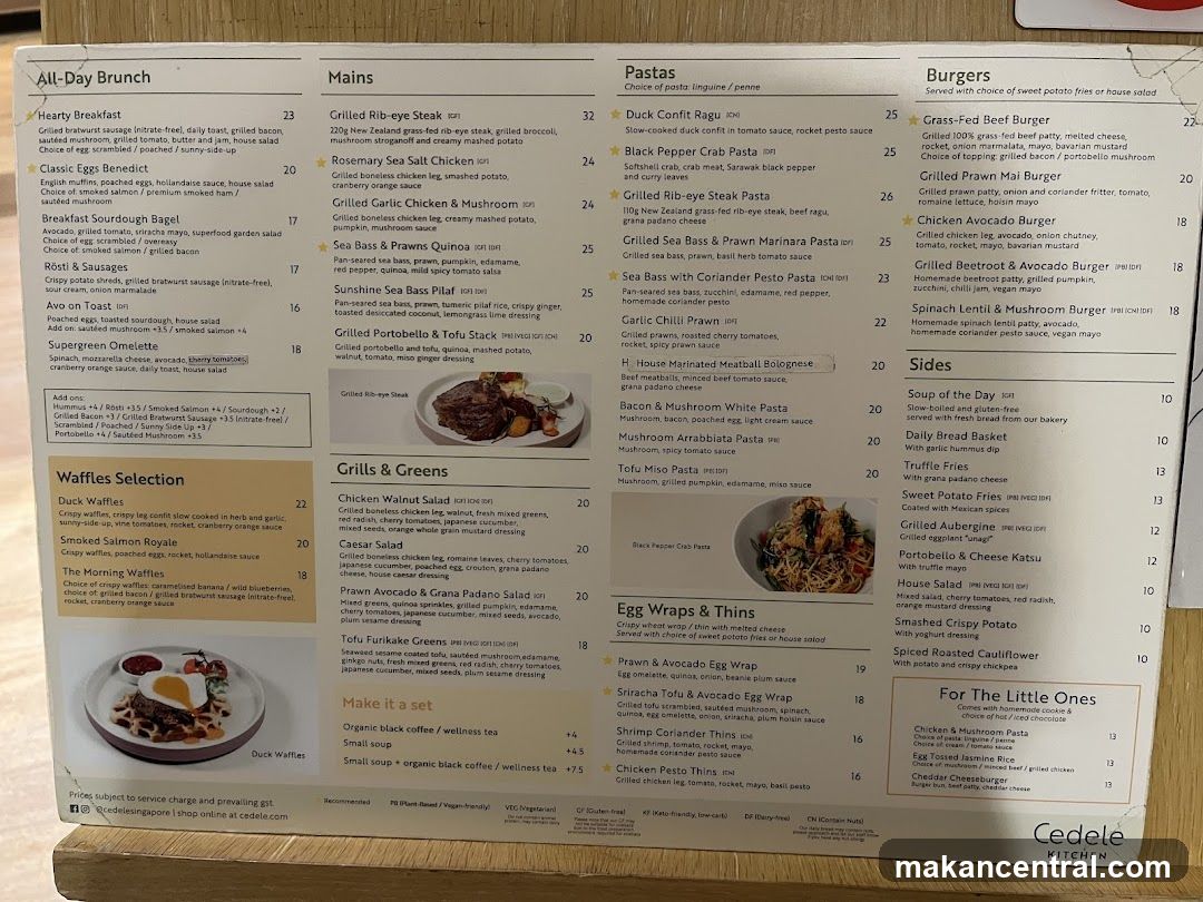 Cedele Kitchen Menu