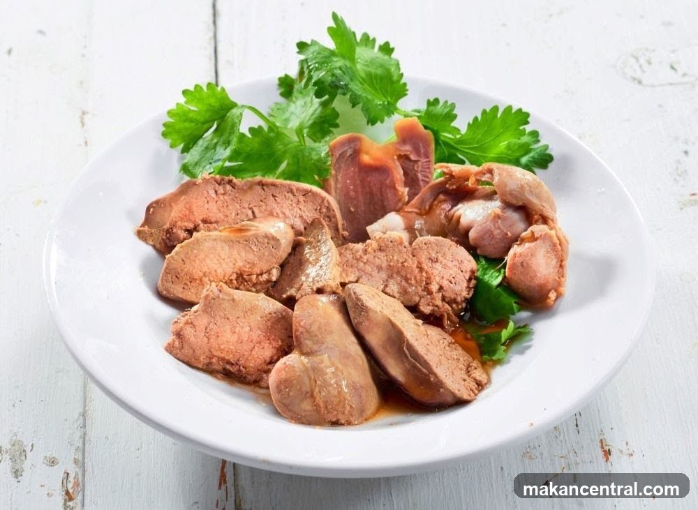 Plate of Cooked Chicken Giblets