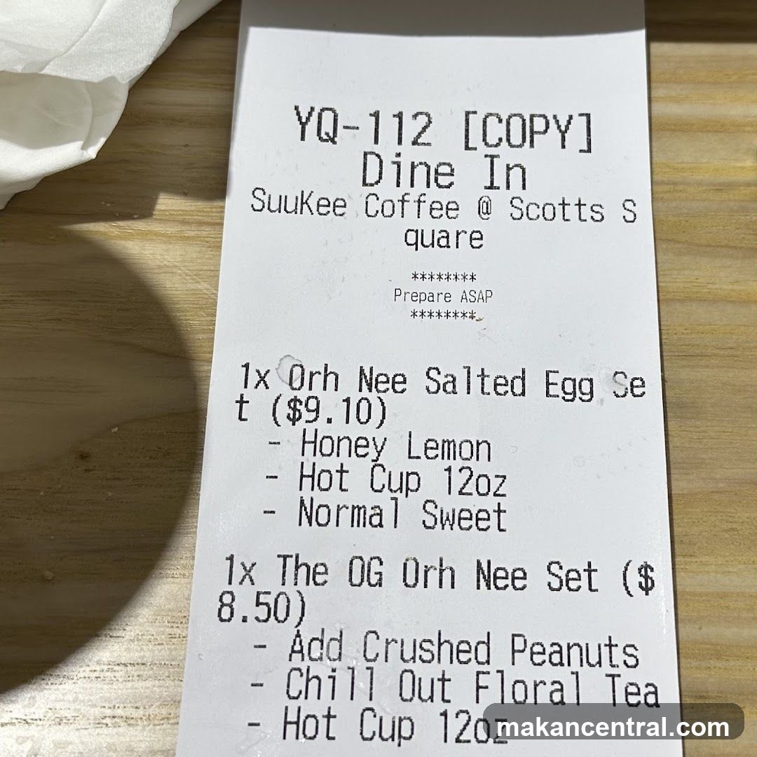 SuuKee Coffee Receipt