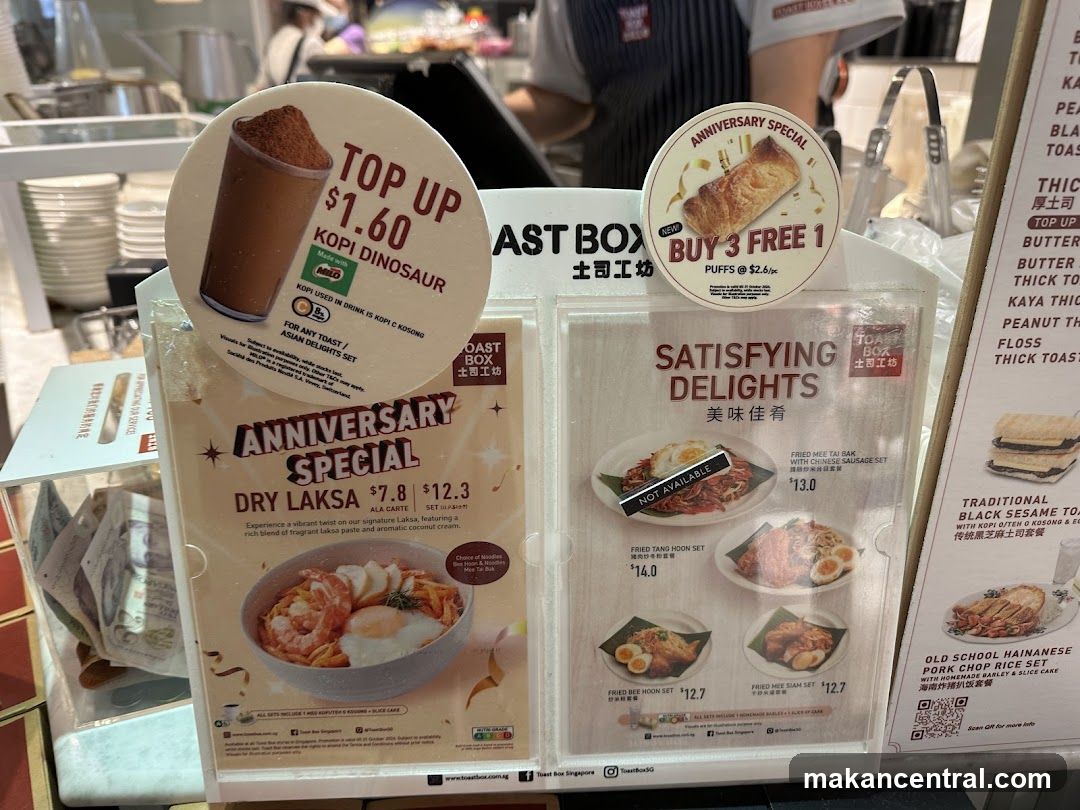 Toast Box Menu and Promotions