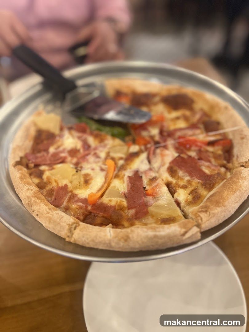 Pizza on a metal tray
