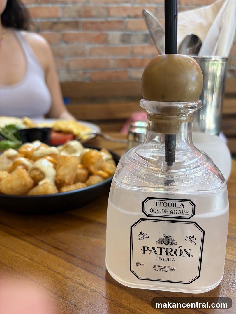 Tequila Bottle and Food