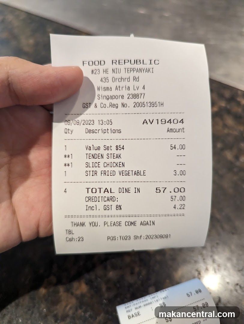 Receipt from Food Republic