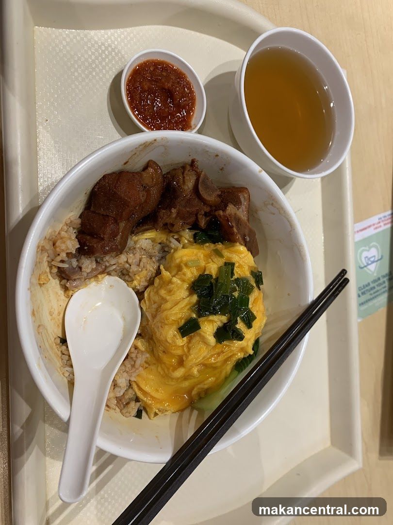 Meal with Rice, Meat, and Soup