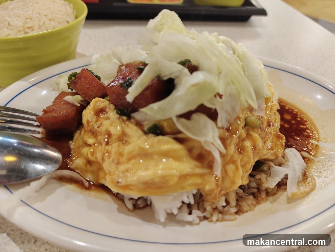 Omurice with Spam and Lettuce