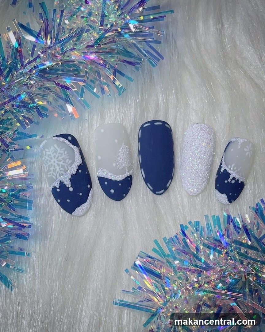 Winter-themed press-on nails