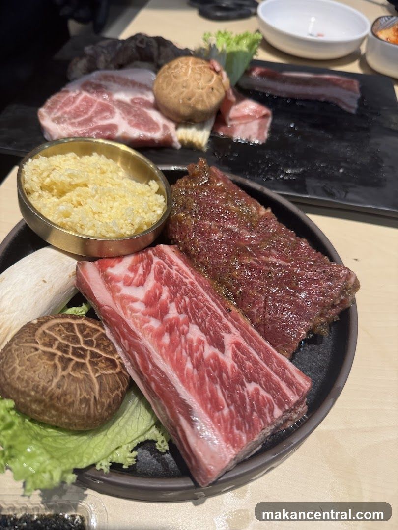 Assortment of Raw Meats and Mushrooms