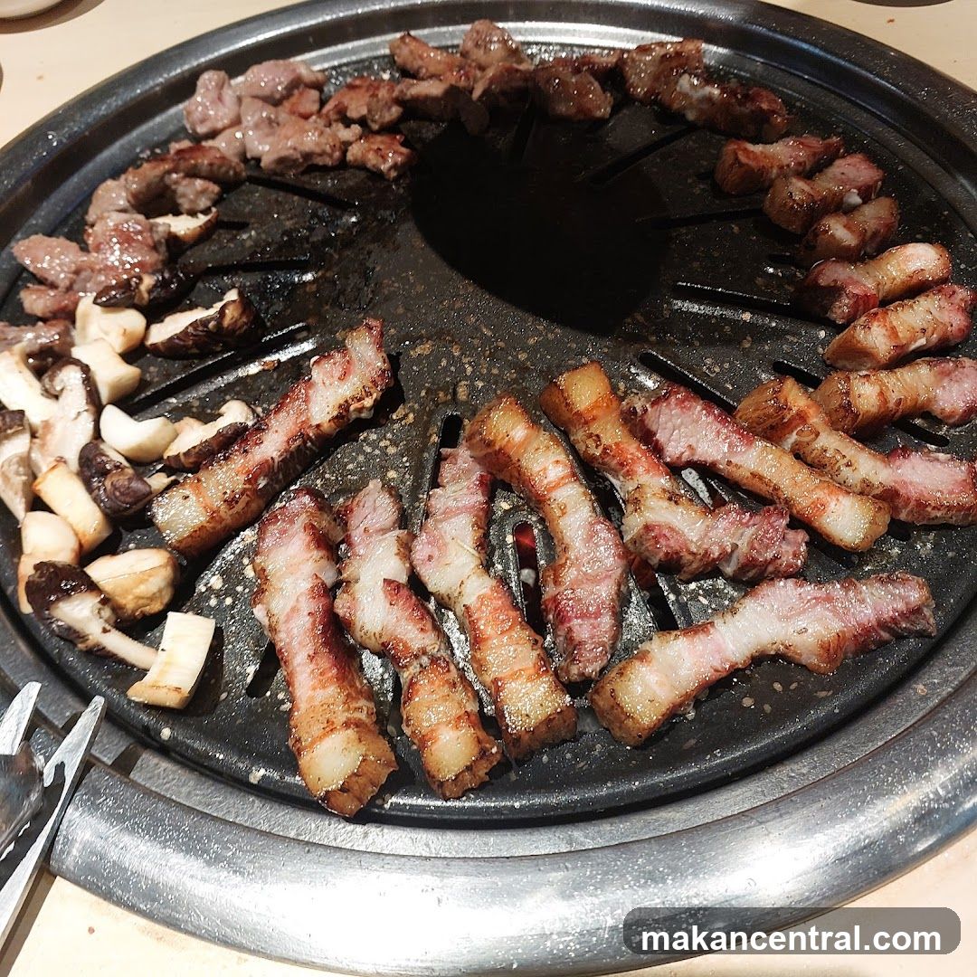 Grilling Meat and Mushrooms