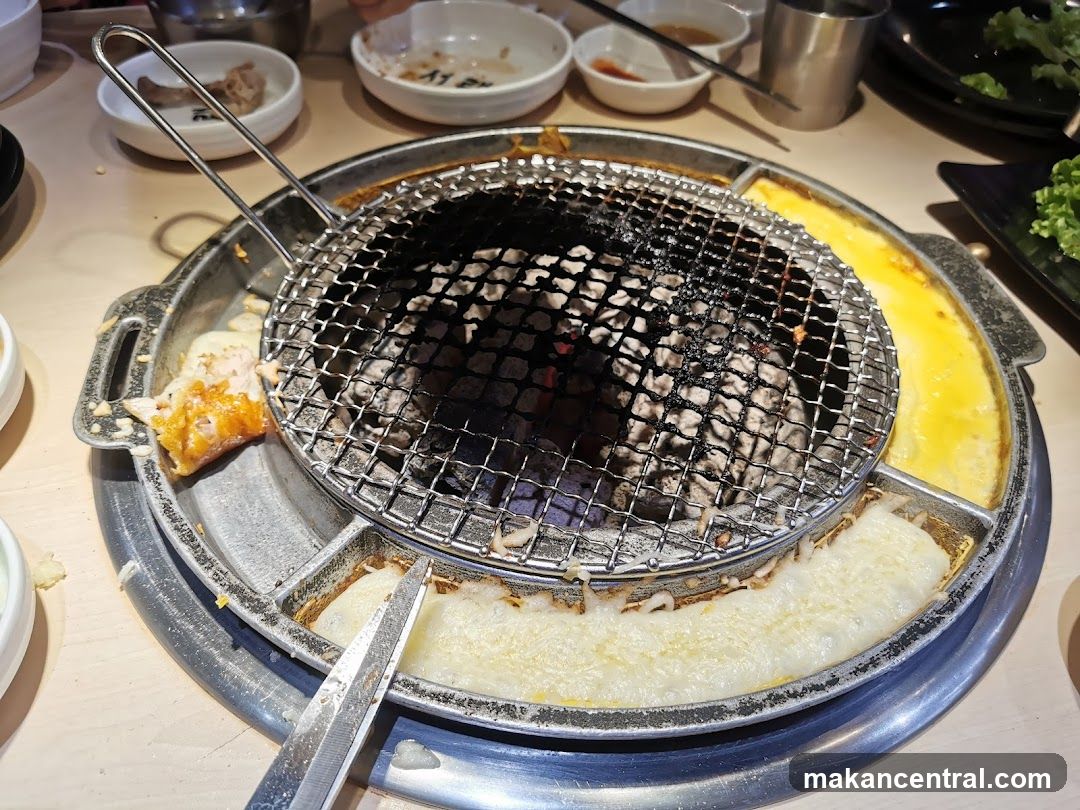 Grill with Cheese and Food