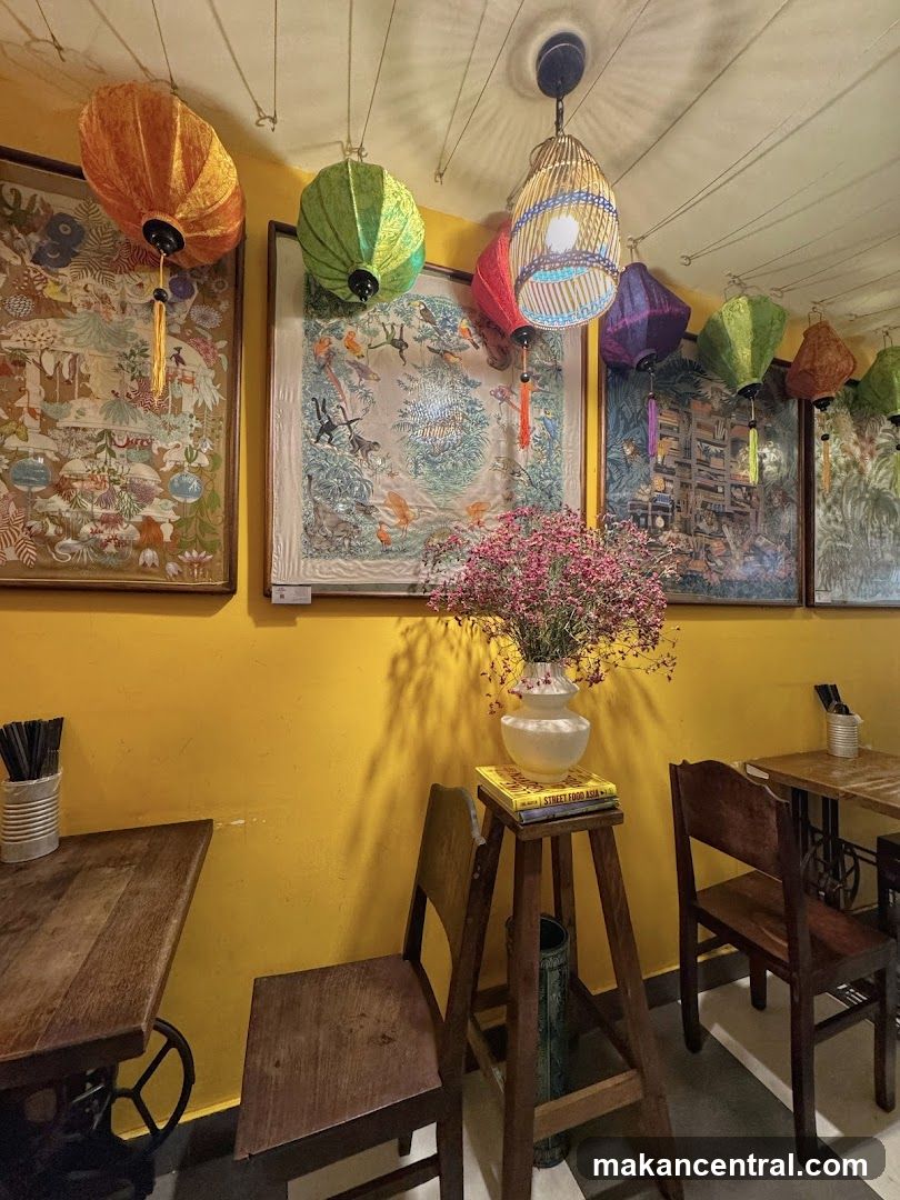 Restaurant Interior with Lanterns and Artwork