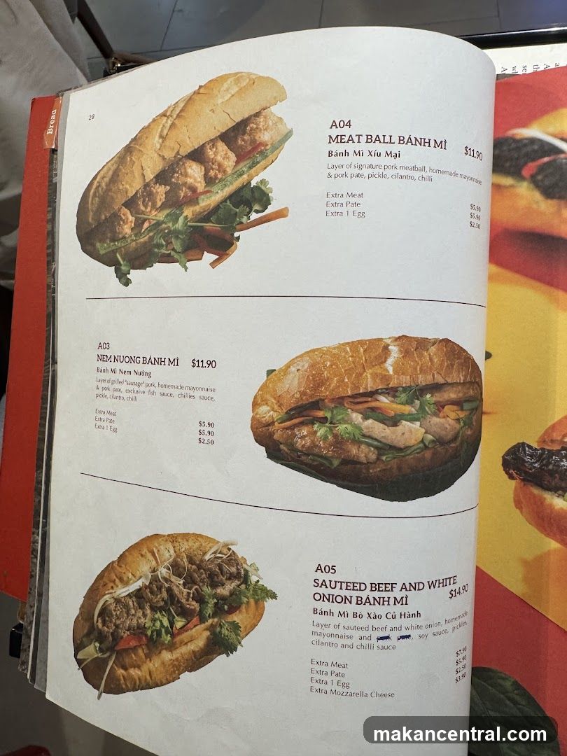 Banh Mi Menu