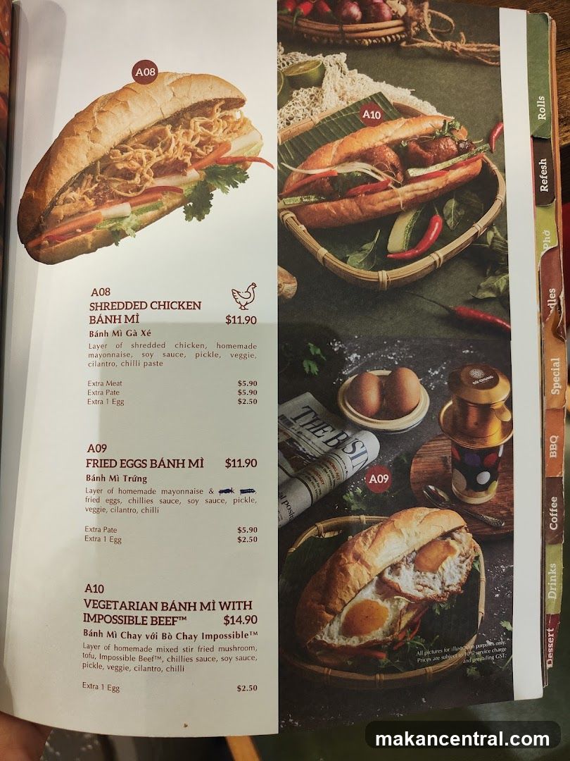Banh Mi Menu