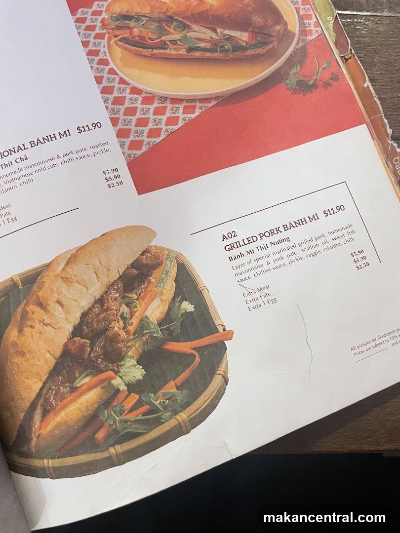 Banh Mi Menu