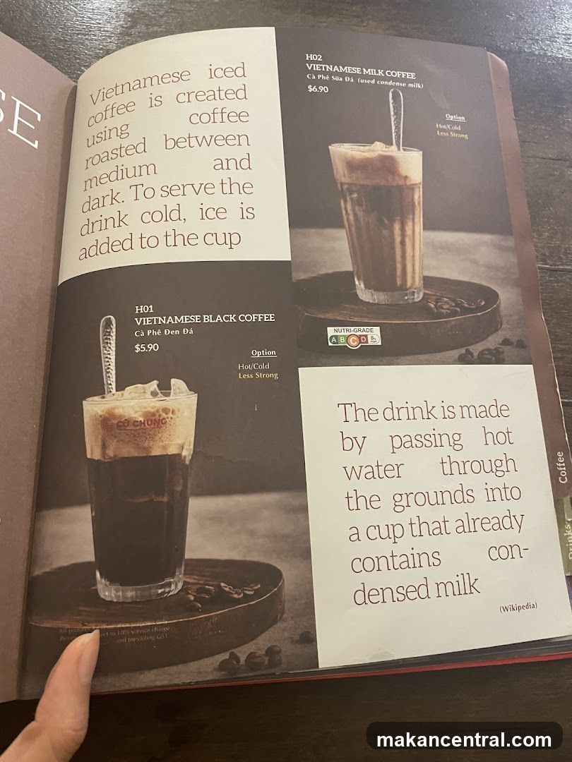 Vietnamese Coffee Menu