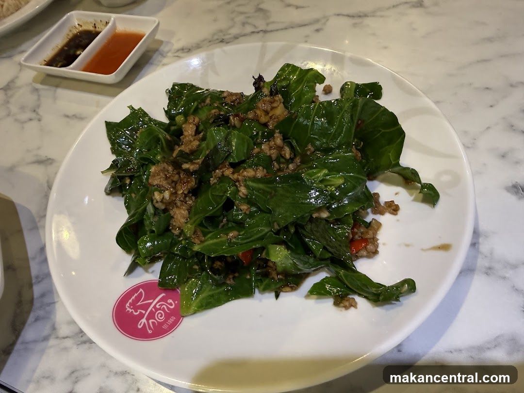 Stir-fried greens with minced meat