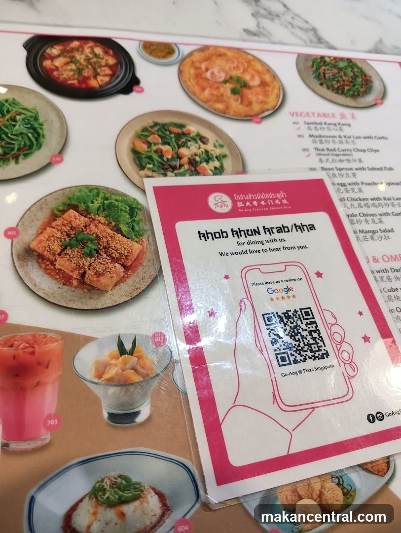 Go-Ang Pratunam Chicken Rice Menu