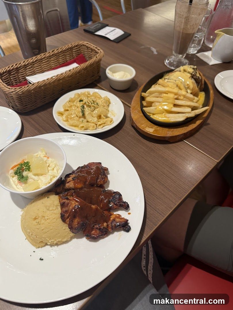 Table with food and drinks