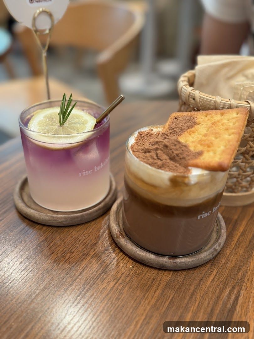 Two drinks on a wooden table