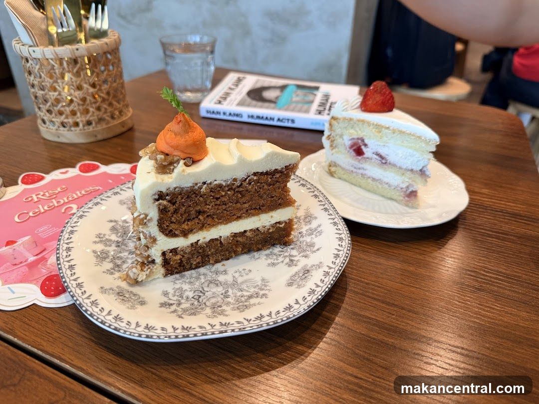 Two Slices of Cake on a Table