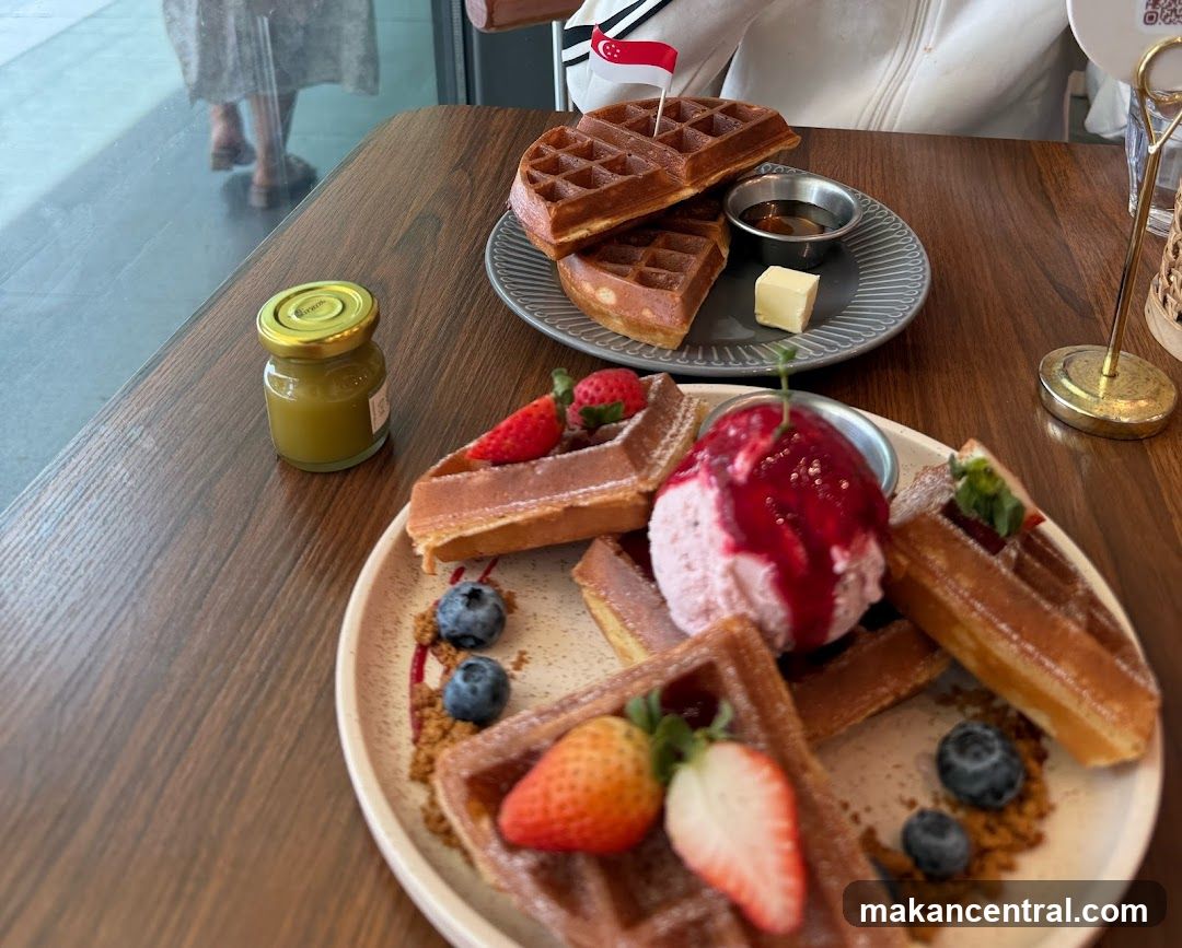 Waffles with Ice Cream and Berries