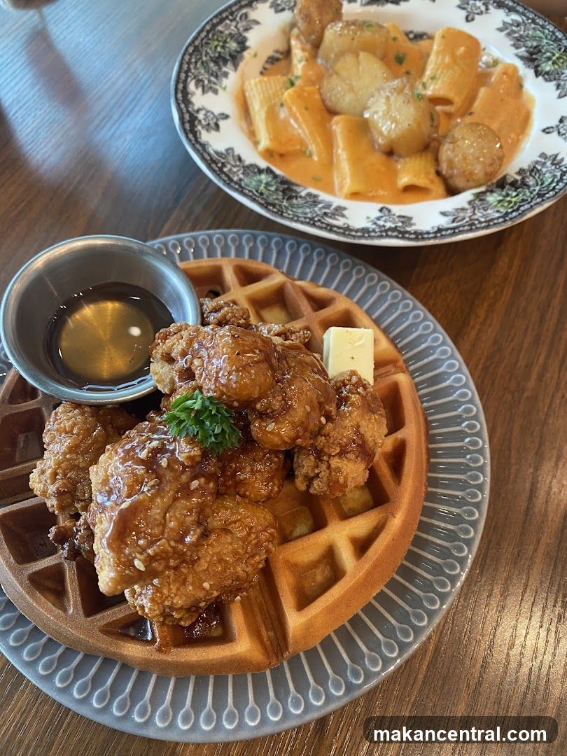 Chicken and Waffles with Pasta