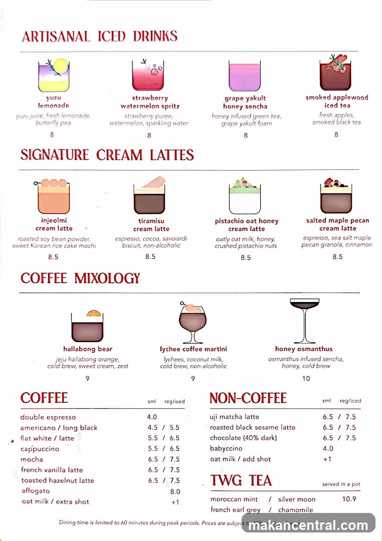 Artisanal Iced Drinks, Signature Cream Lattes, Coffee Mixology, Coffee, Non-Coffee, TWG Tea