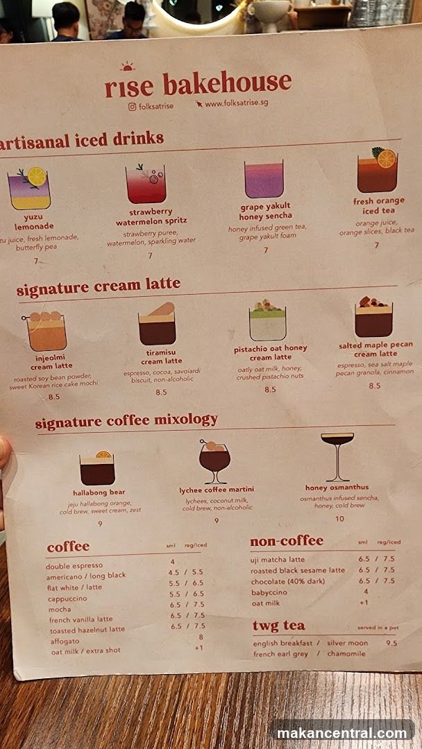 Rise Bakehouse Menu