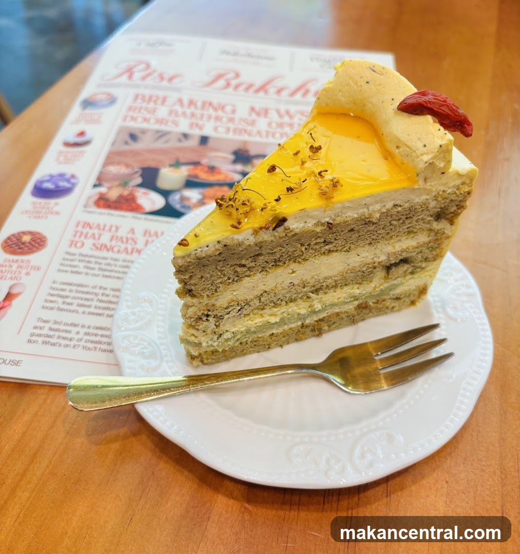 Slice of cake with menu