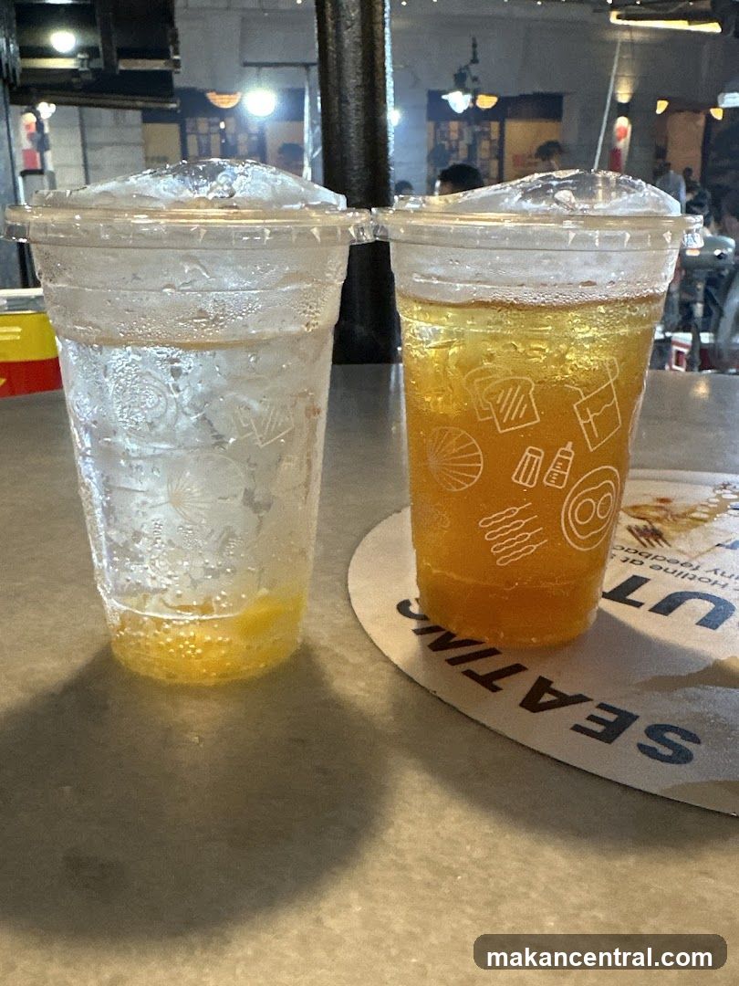 Two drinks on a table