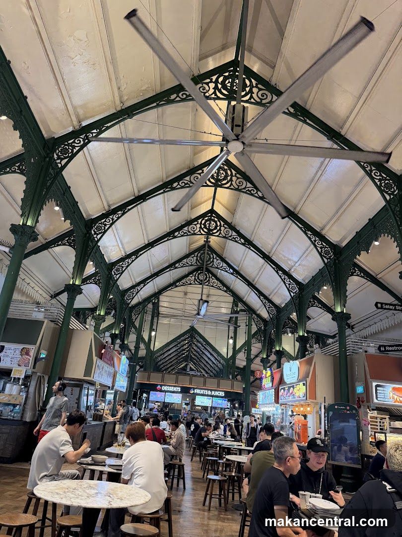 Busy Food Hall with Large Ceiling Fans