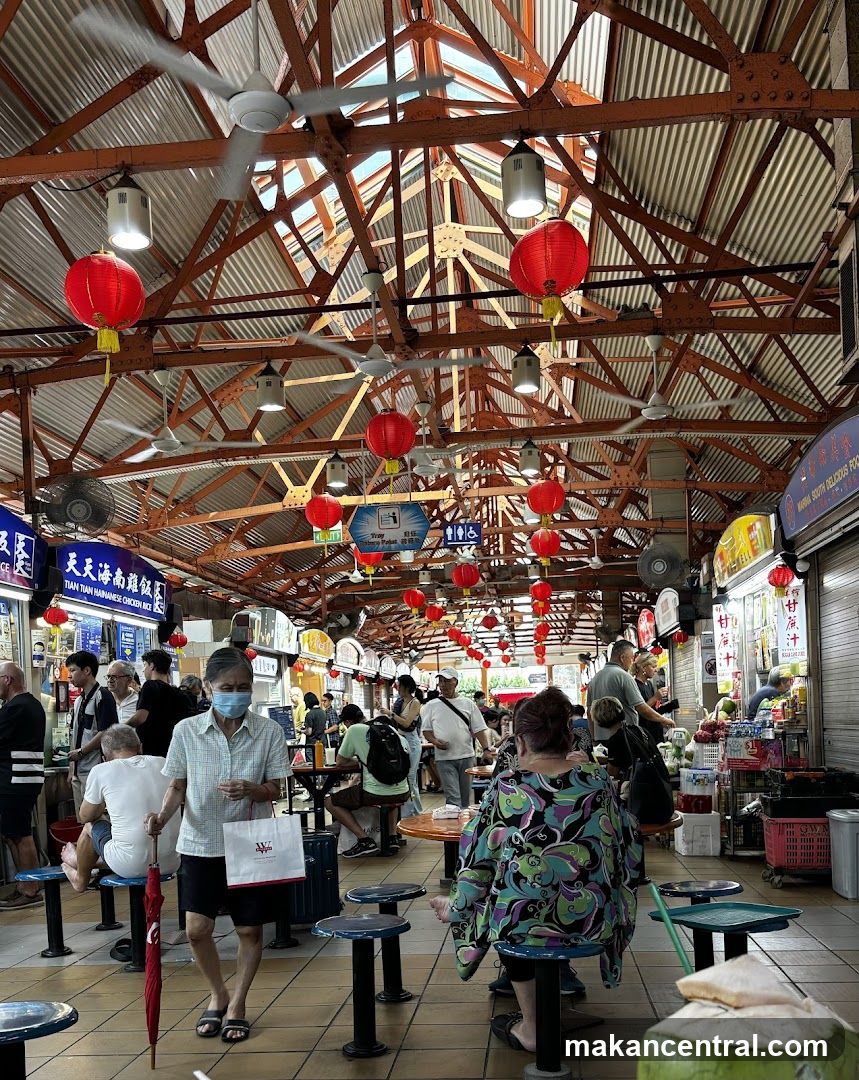 Busy Food Court with Red Lanterns