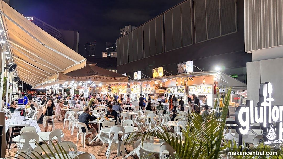 Outdoor Food Court at Night