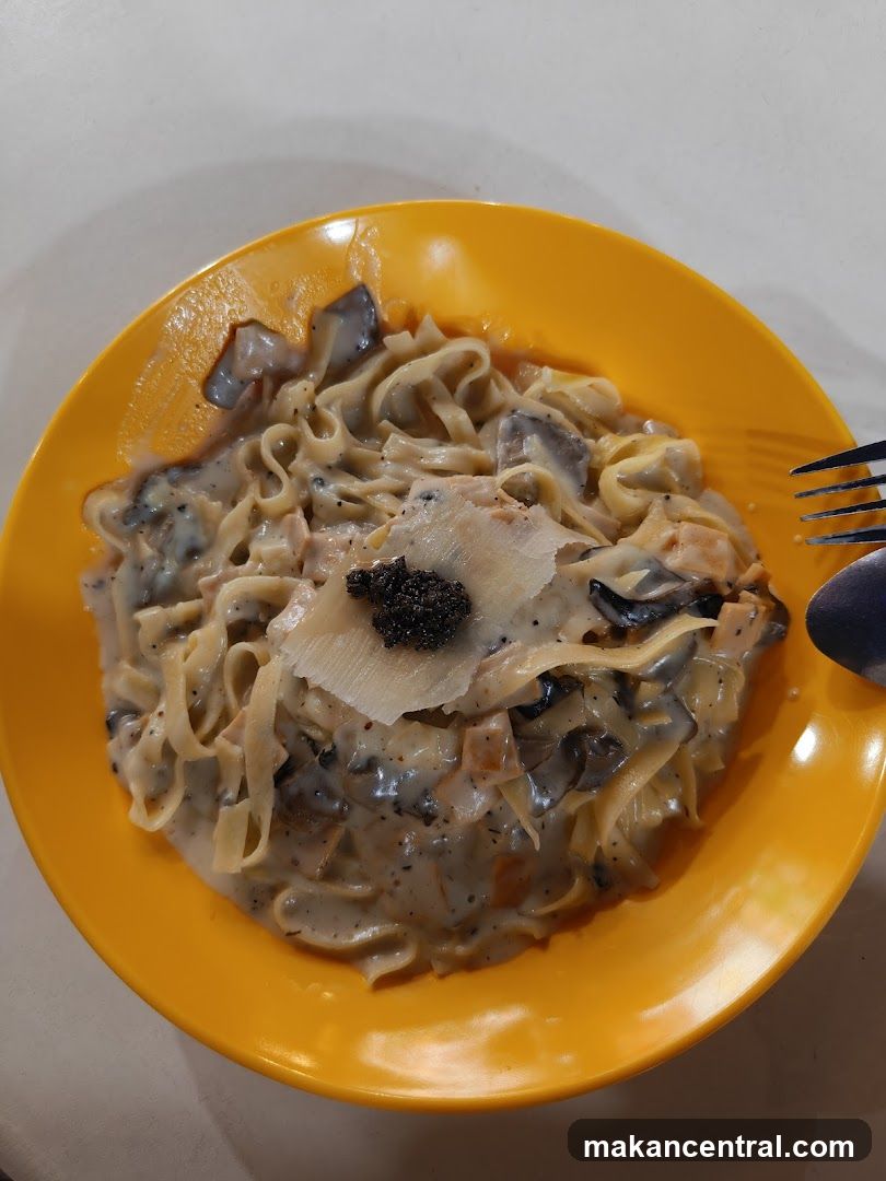 Fettuccine Alfredo with Mushrooms and Caviar
