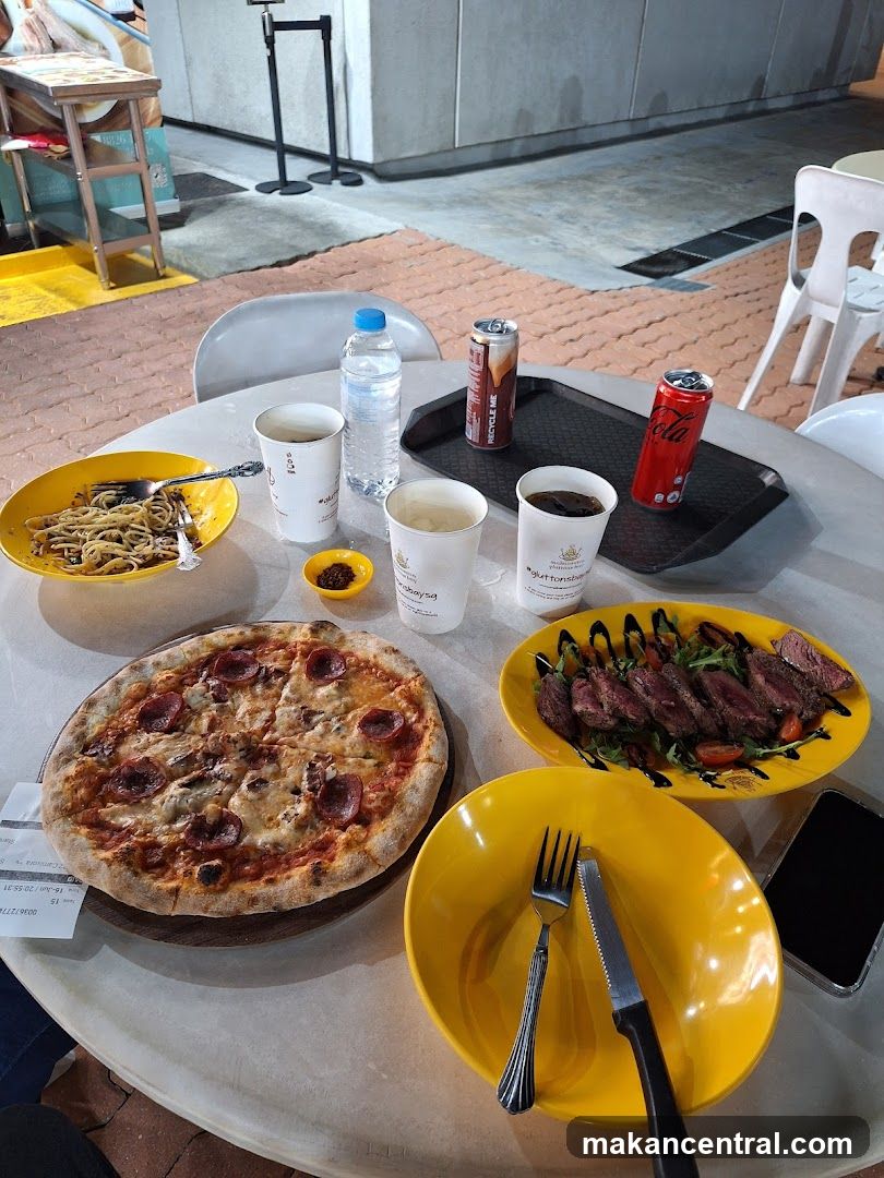 Outdoor Dining Table with Food and Drinks