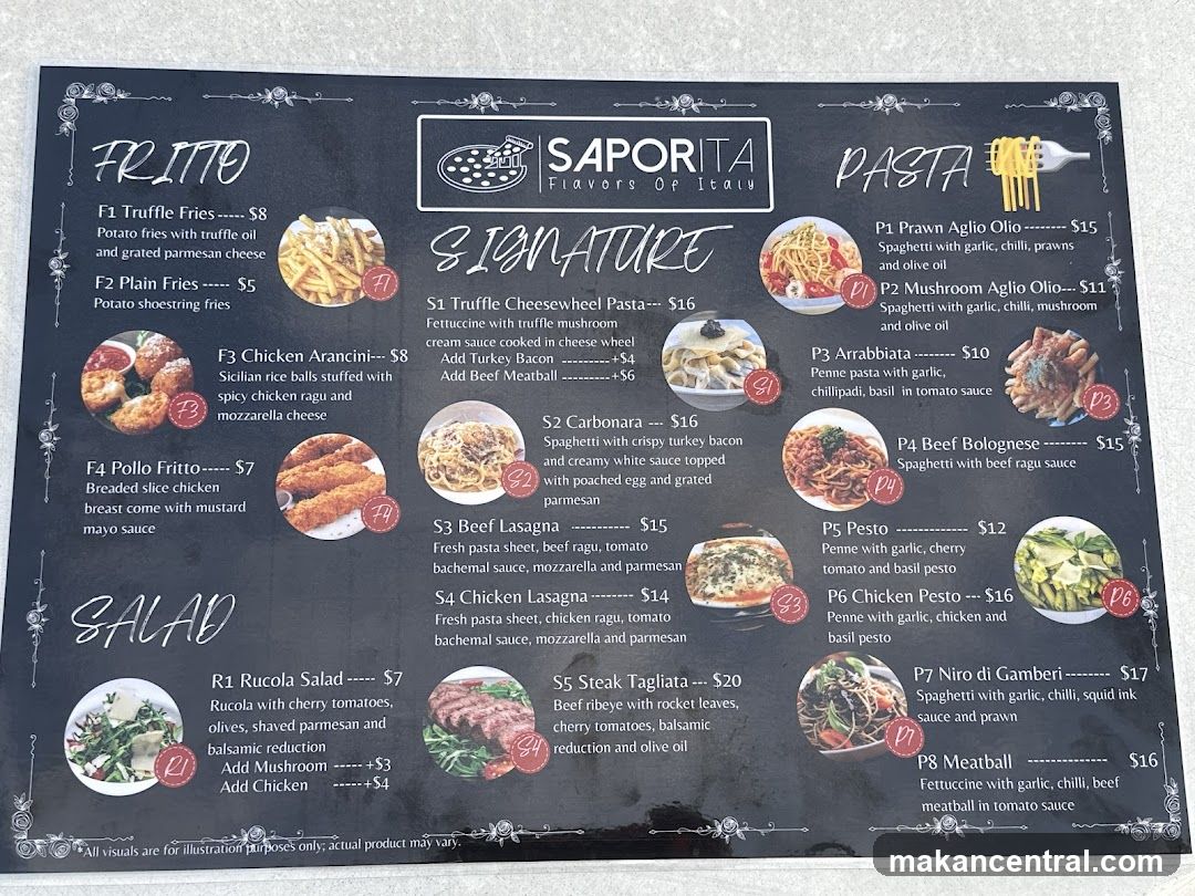 Saporita Flavors of Italy Menu